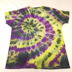 Hanes Unisex Tye Dyed V Neck Short Sleeve T Shirt Size Large